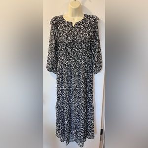 Loft Maxi Dress, floral with ruffle detail, M